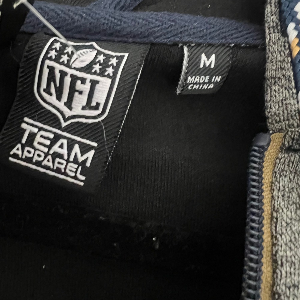 NFL Team Apparel NWT Los Angeles Rams Full Zip Hoodie Grey Navy Blue.Mens Medium - Picture 7 of 10
